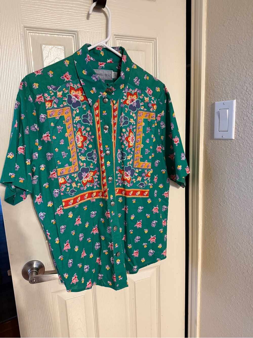 Vintage Howard Wolf short-sleeve button-up blouse